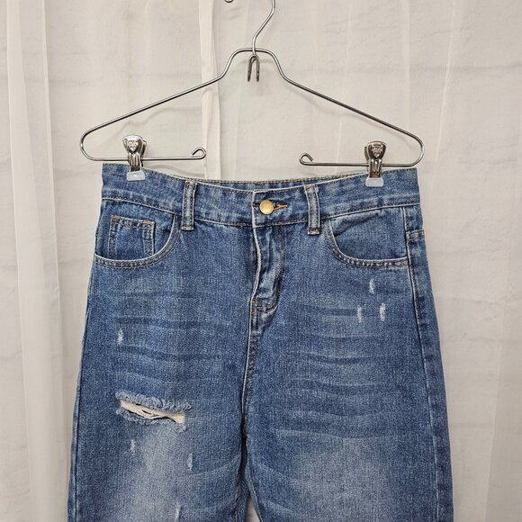 Blue Barrel Distressed Cropped Jeans Rustic Boho 28 - Picture 2 of 15